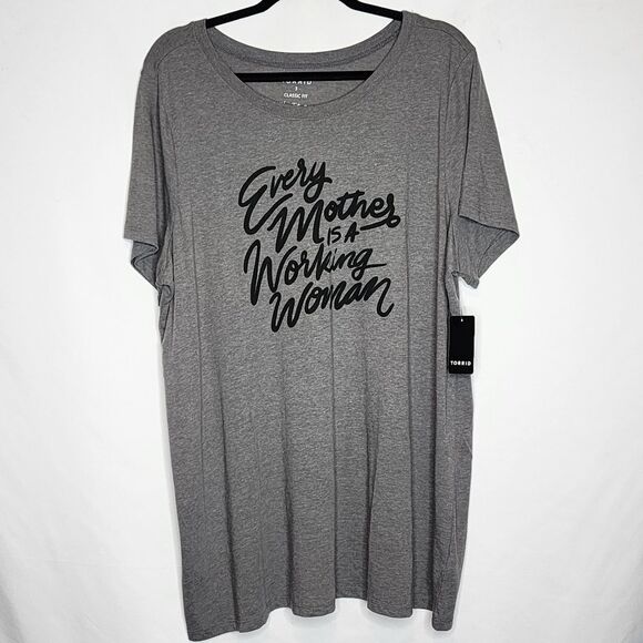 3X 22W 24W Torrid Grey Jersey Knit Tee Every Mother Is A Working Woman Graphic - Picture 2 of 6